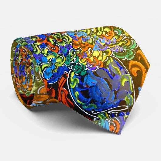 Vase "style art peter max" avec cravate fleurie (Roulé)
