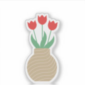 Vase tulipes rouges Stickers vinyle taillé sur mes (Devant)