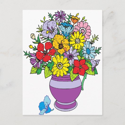 Vase van bloemen briefkaart (Voorkant)