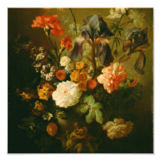 Vase van bloemen door Jan van Huysum Foto Afdruk