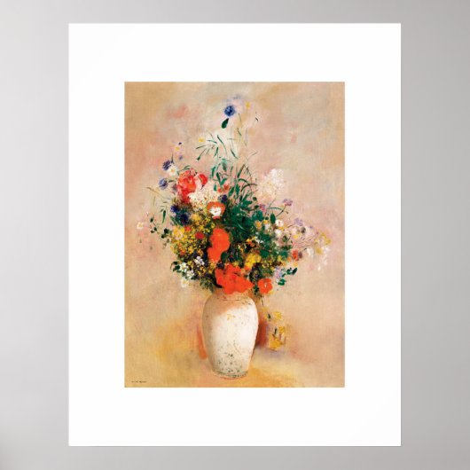 Vase van bloemen door Odilon Redon Poster (Voorkant)
