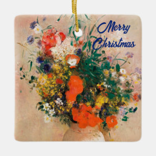 Vase van bloemen door Redon Merry Kerstmis Keramisch Ornament