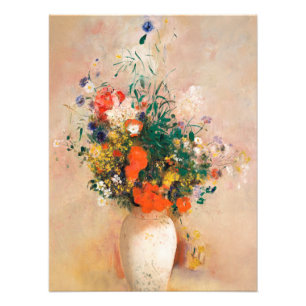 Vase van bloemen door Redon Post-Impressionist Foto Afdruk