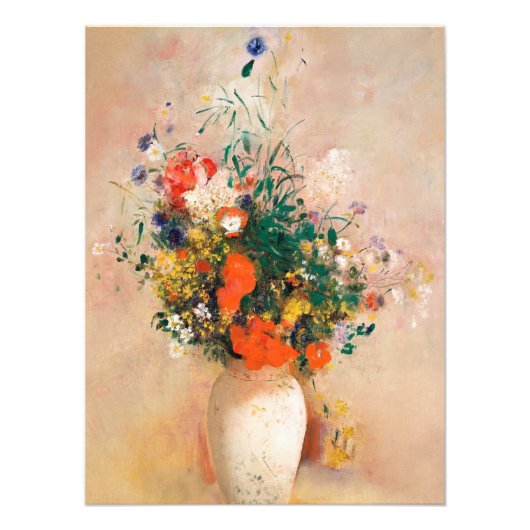 Vase van bloemen door Redon Post-Impressionist Foto Afdruk (Voorkant)