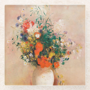 Vase van bloemen door Redon Post-Impressionist Glazen Onderzetter
