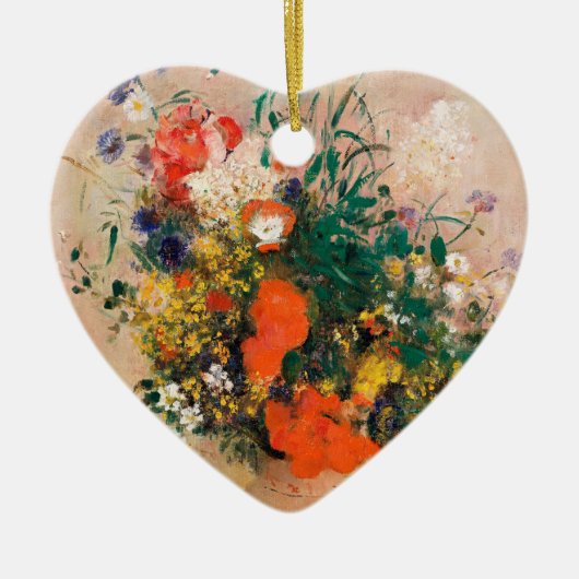 Vase van bloemen door Redon Post-Impressionist Keramisch Ornament (Voorkant)