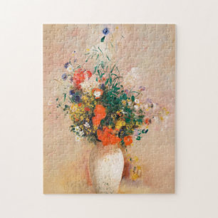 Vase van bloemen door Redon Post-Impressionist Legpuzzel
