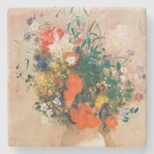 Vase van bloemen door Redon Post-Impressionist Stenen Onderzetter
