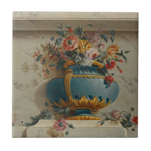 Vase van Bloemen in een Niche Tegeltje