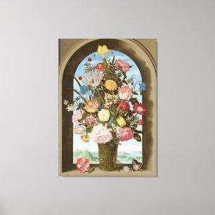 Vase van Bloemen in een Venster, c.1618 Canvas Afdruk