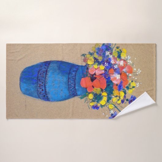 Vase van bloemen, Redon Badhanddoek (Badhanddoek)