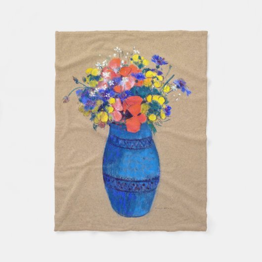 Vase van bloemen, Redon Fleece Deken (Voorkant)