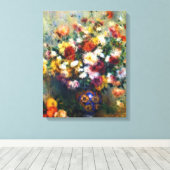 Vase van Chrysanthemums Renoir Fine Art Canvas Afdruk (Insitu (Houten vloer))