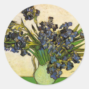 Vase van Irises, Van Gogh Ronde Sticker