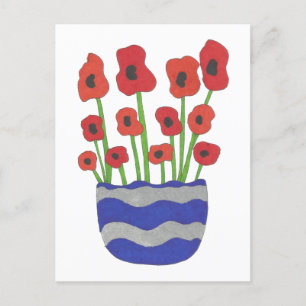 Vase van papavers hedendaagse kunst briefkaart