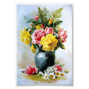 Vase van Rozen Foto Afdruk