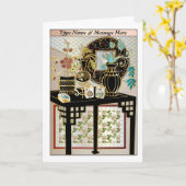 Vases Mah Jongg 01 Carte personnalisable (Fleur jaune)