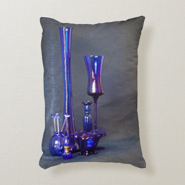 Vases verticales en verre bleu Coussin (Devant(Vertical))