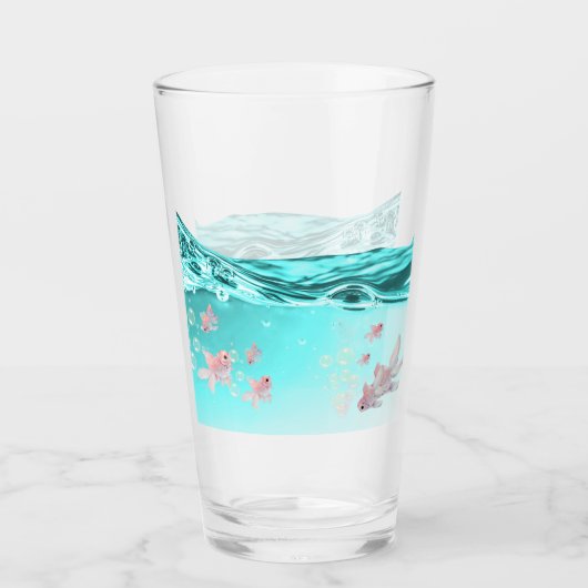 vaso  con agua azul  y peces glas (Voorkant)
