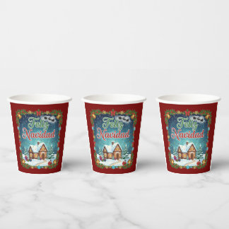 Vaso navideño con diseño colorido y festivo papieren bekers