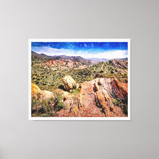 Vasquez Rocks Waterverf Canvas Afdruk (Voorkant)