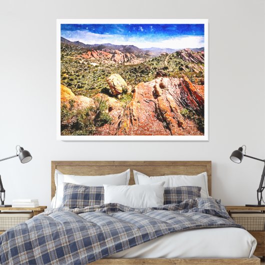 Vasquez Rocks Waterverf Canvas Afdruk (Insitu (Slaapkamer))