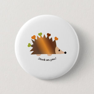 Vast aan jou egel en harten ronde button 5,7 cm