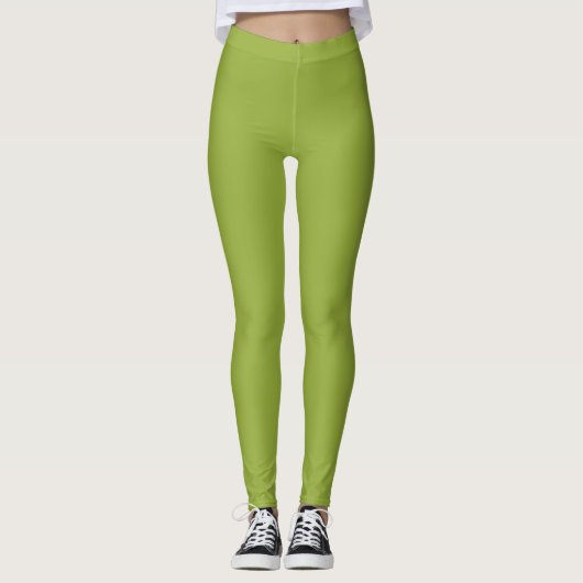 Vast groen bamboeblad leggings (Voorkant)