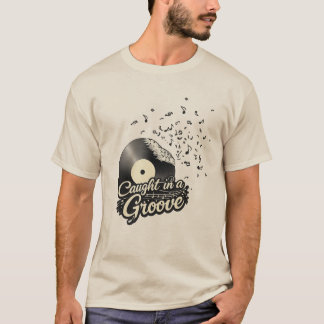 Vast in een Groef Vinylplaat Muziek Liefhebber Ret T-shirt