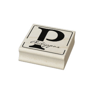 Vast Lijst + uw monogram / naam Rubberstempel