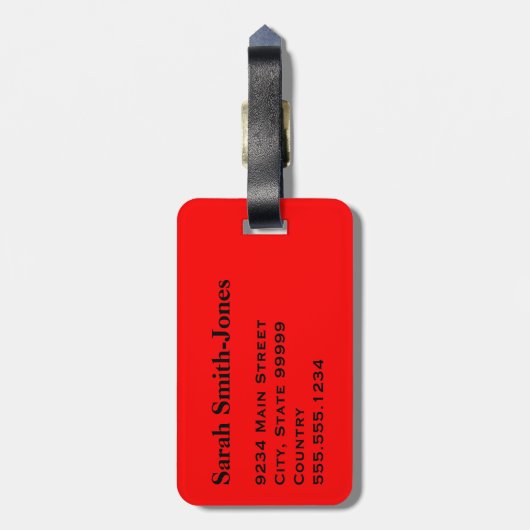 vast rood bagagelabel (Achterkant verticaal)