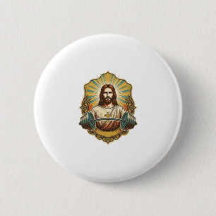 Vastberaden Jezus Zware IJzeren Hanteerbal Krachtt Ronde Button 5,7 Cm