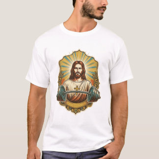 Vastberaden Jezus Zware IJzeren Hanteerbal Krachtt T-shirt