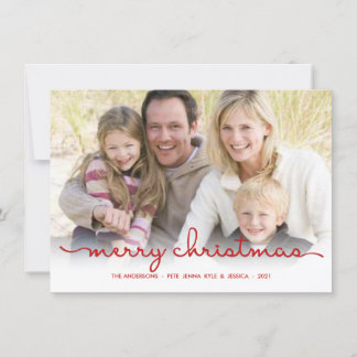 Vaste kerstkaart met modern handschrift met platte