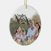 Vaste kersttekst Sjabloon Aangepaste foto Keramisch Ornament (Rechts)