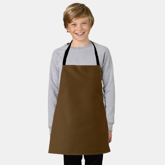 Vaste kleur, donkerbruine chocolade schort (Gedragen)