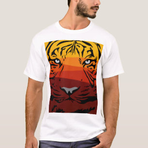 Vaste textuur, kleurrijk met een tijgerpatroon t-shirt