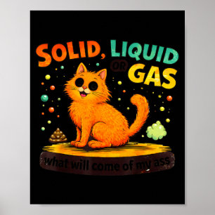 Vaste Vloeibare Of Gas Grappige Kat Fysica Wetensc Poster