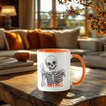 Vasten Skeleton Mok - Dark Humor Halloween Vibes