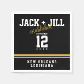 Vastgestelde datum Zwart Wit Goud Sportieve Bruilo Servet (Voorkant)