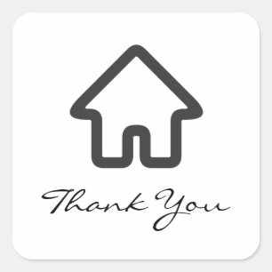 Vastgoed Architectuur Huis Icoon Dank U Vierkante Sticker