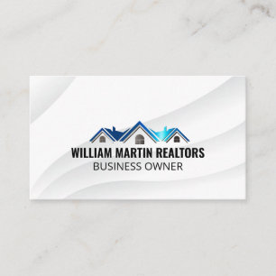 Vastgoed Blue Roof Metallic Logo Visitekaartje
