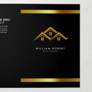 Vastgoed Golden House Logo Modern Realtor Drieluik Kaart