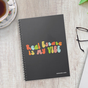 Vastgoed is mijn vibe, groovy kleurrijke makelaar notitieboek