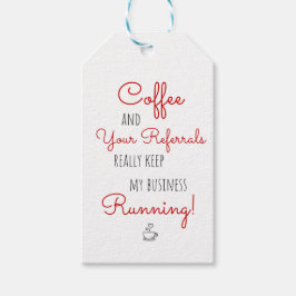Vastgoed koffie verwijzingen houden bedrijf draaie cadeaulabel