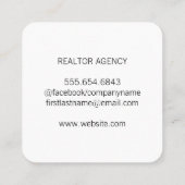 Vastgoed Zwart Wit | Dak Realtor Vierkante Visitekaartje (Achterkant)