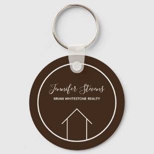 Vastgoedbedrijf Brown White Custom House Sleutelhanger