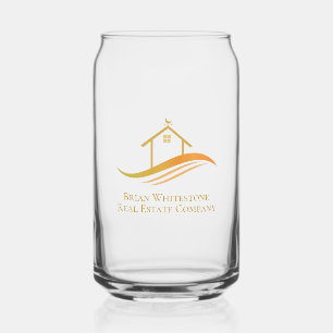 Vastgoedbedrijf Gold House Logo Custom Realtor Blikvorm Glas