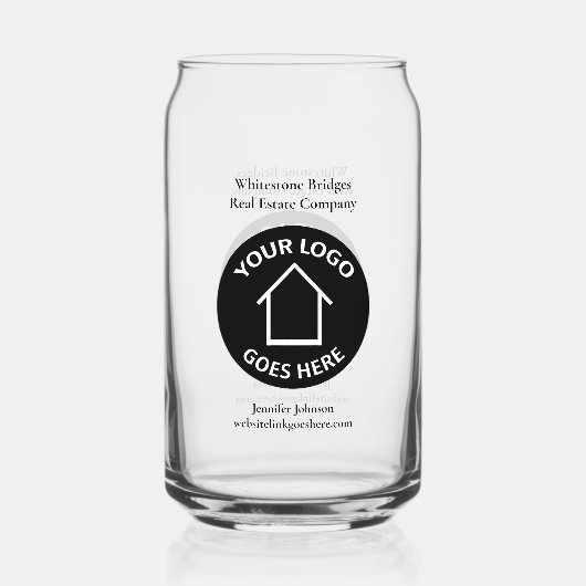 Vastgoedbedrijf Logo Realtor Marketing Blikvorm Glas (Voorkant)