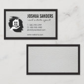 Vastgoedlogo | Leren Afwerking | Zwarte Rand Visitekaartje (Voorkant / Achterkant)